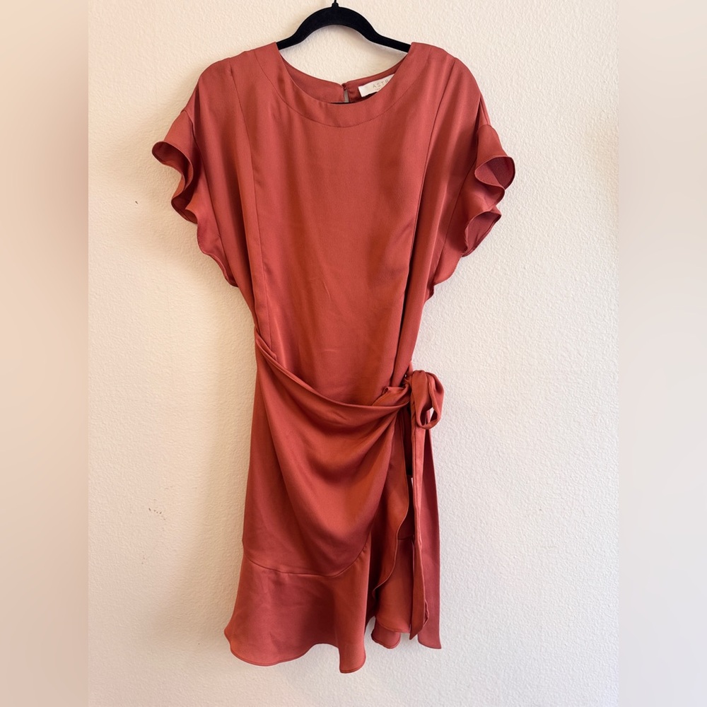 Astr Asymmetrical Rust Dress, Size Large - Picture 2 of 6